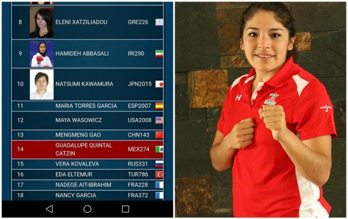 Guadalupe Quintal Catzín, subió 34 lugares para posicionarse en el sitio 14 de las mejores del ranking en su categoría en la WKF.