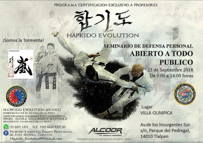 La organización Hapkido Evolution México llevará a cabo un par de Seminarios de Defensa Personal para Todos en la CDMX y en Morelia, Mich.