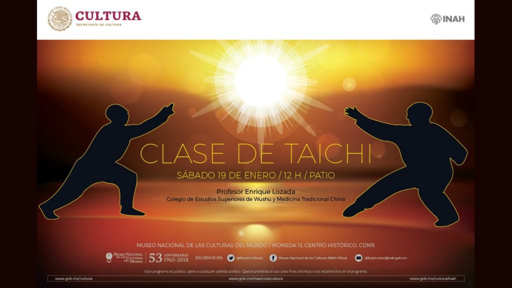 El Museo Nacional de las Culturas del Mundo será el espacio de lujo donde iniciarán las actividades del Movimiento Nacional México Unido por el Taichí en 2019, gracias a una Clase Abierta y gratuita del arte marcial como herramienta para mantener y fortalecer la salud.