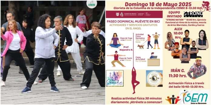 Taichi por tu Salud y activación física para todos el próximo domingo en el Ángel de la Independencia