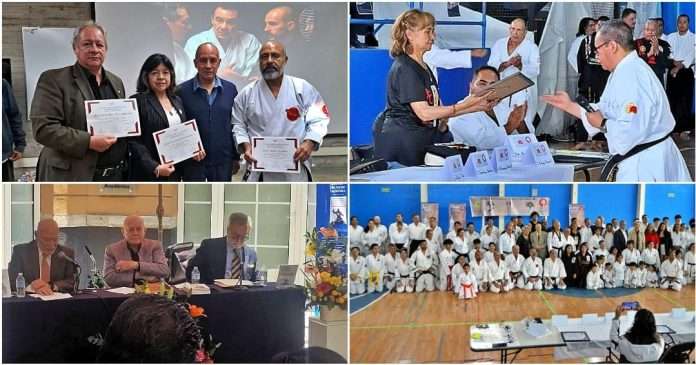 Maestros del Grupo Dohai y familiares de homenajeados en el Festival de Artes Marciales