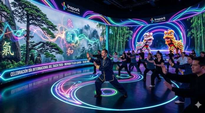 Misticismo y tecnología en Celebración del Día Internacional del Taichi en Inspark y experiencia inmersiva Experiencia inmersiva de Taichi y Qigong en Inspark Plaza Carso por el Día Internacional del Taichi