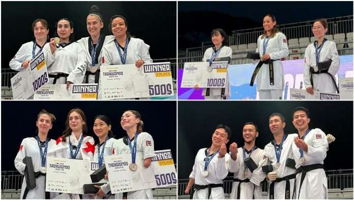 Atletas de la Selección Mexicana de Parataekwondo celebrando sus medallas en el Grand Prix de Roma 2026.