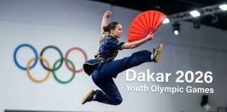 El Wushu debutará oficialmente en los Juegos Olímpicos de la Juventud Dakar 2026 Atleta juvenil de Wushu ejecuta una rutina de Taolu con abanico (Taijishan) en los Juegos Olímpicos de la Juventud.