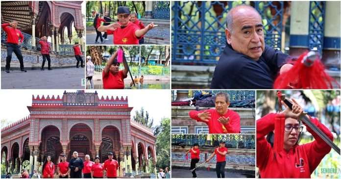 Rumbo al Curso Internacional estilo Chen, La escuela Chenshi Taijiquan prepara seminarios intensivos en la CDMX Clase de la escuela Chenshi Taijiquan de México junto al Kiosko Morisco en la Alameda de Santa María La Ribera.