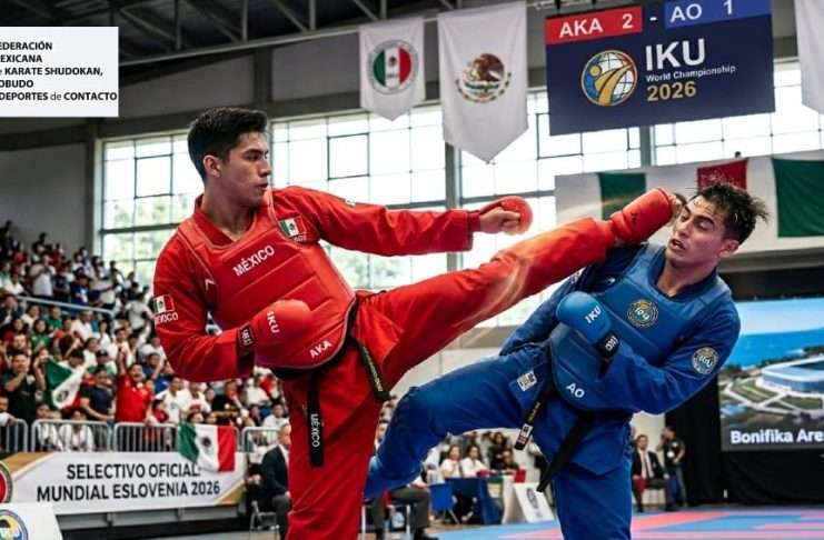 Todo listo para el Nacional de Karate Shudokan 2026 rumbo al IKU World Championship Eslovenia 2026 Combate de Kumite en el Torneo Nacional de Karate de la Federación Mexicana Shudokan e IKU México.