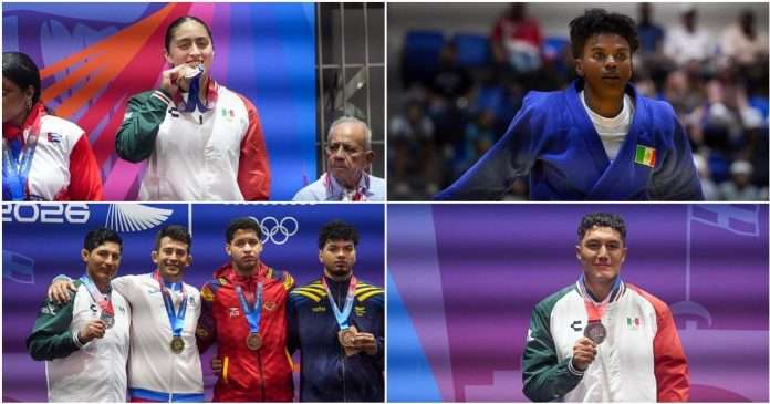 Selección mexicana de Judo celebrando sus cuatro medallas en Santo Domingo 2026.