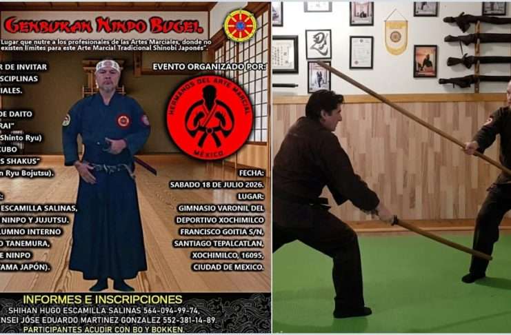 La Genbukan Ninpo Bugei anuncia Seminario de Armas Tradicionales Japonesas en Xochimilco Practicante de artes marciales tradicionales japonesas ejecutando una técnica con Boken.