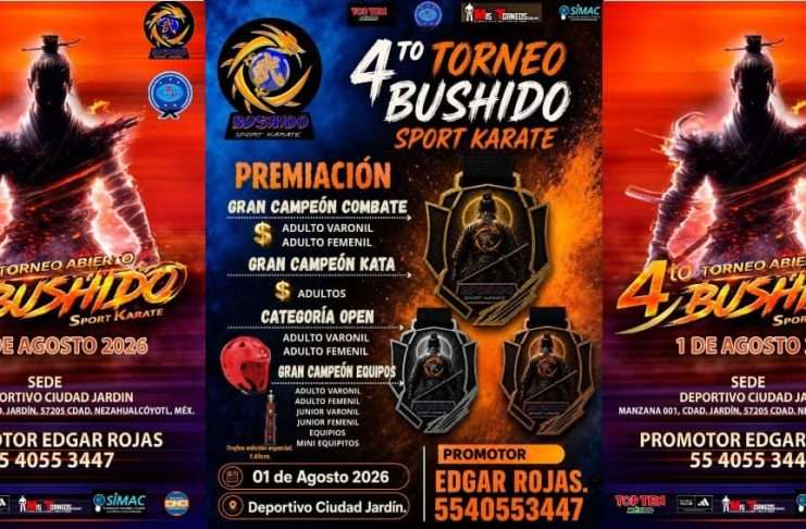 Premios en efectivo y trofeos especiales marcarán el 4.° Torneo Bushido Sport Karate en Neza El certamen del 1 de agosto en el Estado de México ofrecerá una premiación histórica para los competidores.