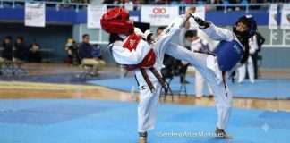 Rumbo a la Gimnasiada Nacional 2026, la CDMX alista su Selectivo Estatal de Taekwondo escolar Intenso combate de Taekwondo durante el Selectivo Estatal de la CDMX en el Juan de la Barrera.