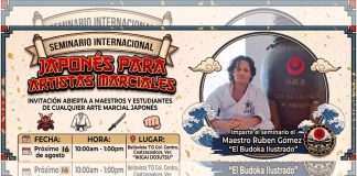 Tras agotar boletos, nueva fecha para Seminario de Japonés para Artistas Marciales en Coatzacoalcos El Sensei Rubén Gómez impartirá el taller práctico de idioma japonés aplicado al Budo en Coatzacoalcos.