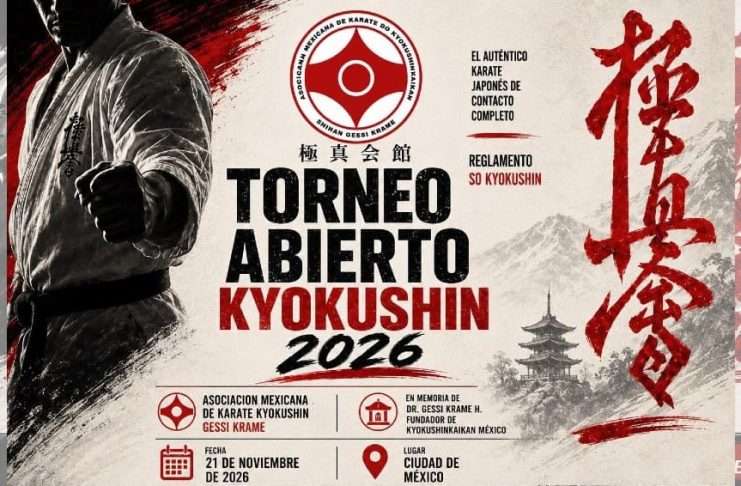 Fue Anunciado el Torneo Abierto Kyokushin 2026 en la CDMX en homenaje a Shihan Gessi Krame Cartel oficial del Torneo Abierto Kyokushin 2026 en homenaje a Shihan Gessi Krame.