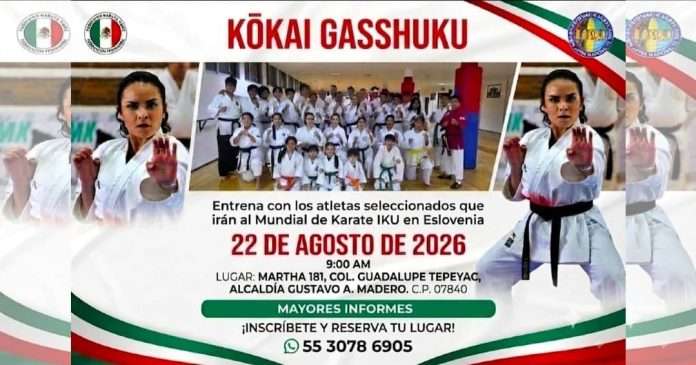 Cartel oficial del Kokai Gasshuku en apoyo a la delegación mexicana IKU de Karate.