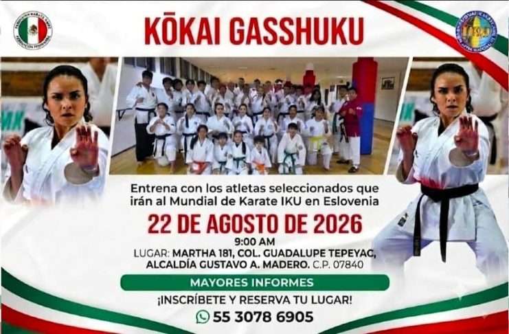 Impartirán el “Kokai Gasshuku”, entrenamiento intensivo de Karate en apoyo al equipo mexicano IKU rumbo a Eslovenia Cartel oficial del Kokai Gasshuku en apoyo a la delegación mexicana IKU de Karate.