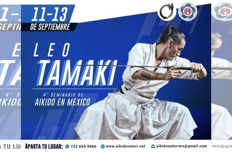 Leo Tamaki regresará a México en septiembre de 2026 para impartir un seminario internacional de Aikido Maestro Leo Tamaki ejecutando una técnica de Aikido durante un seminario internacional.
