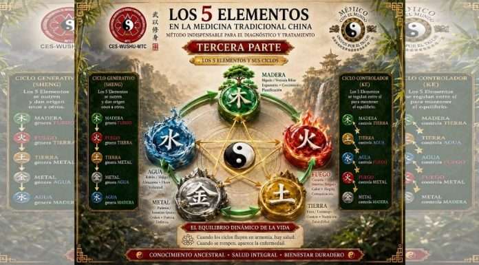 Los Ciclos Generativo y Controlador de los 5 Elementos en “Acupuntura, el Arte de Fortalecer tu Salud” Diagrama de los 5 Elementos y sus Ciclos Generativo y Controlador en Medicina Tradicional China.