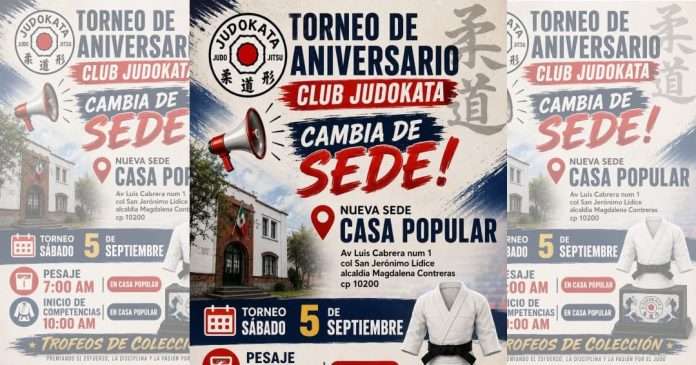 Por alta demanda, el Torneo de Aniversario Judokata cambia de sede al Deportivo Casa Popular El Torneo de 62.º Aniversario del Club Judokata se llevará a cabo en el Deportivo Casa Popular el sábado 5 de septiembre.