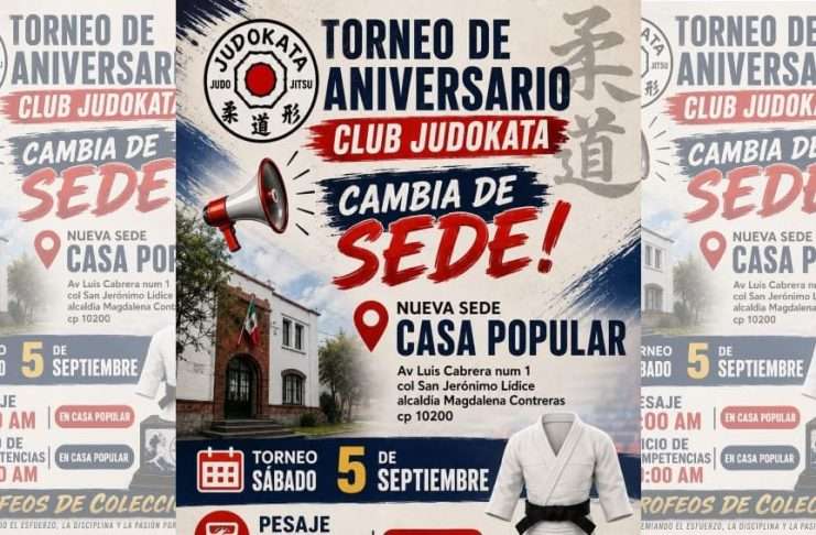 Por alta demanda, el Torneo de Aniversario Judokata cambia de sede al Deportivo Casa Popular El Torneo de 62.º Aniversario del Club Judokata se llevará a cabo en el Deportivo Casa Popular el sábado 5 de septiembre.