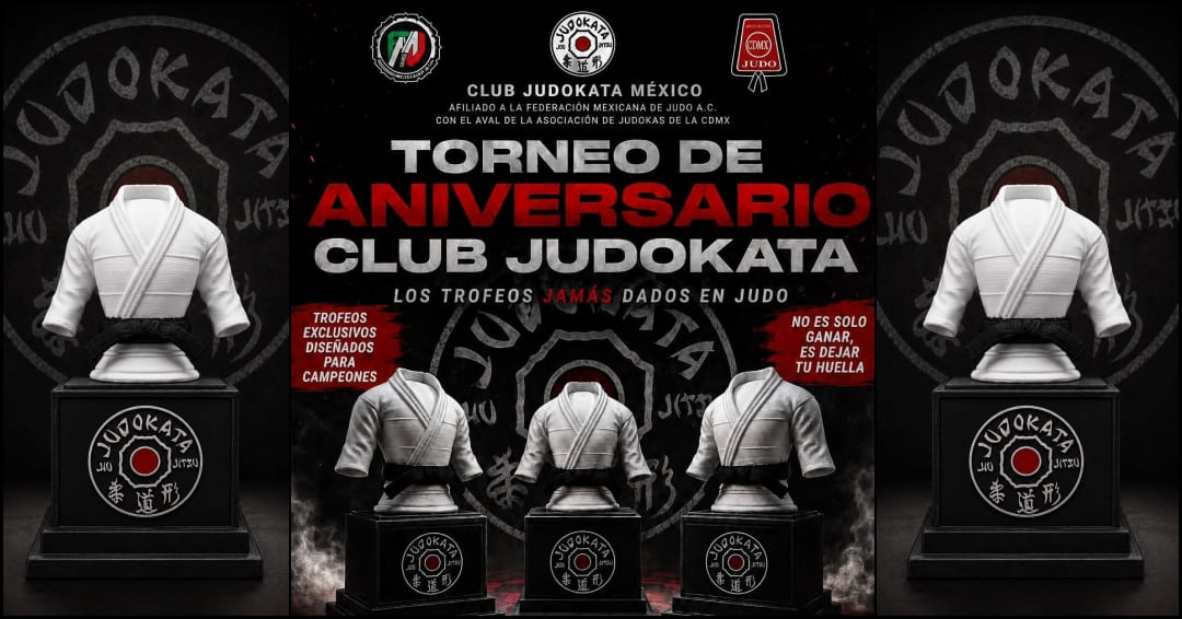 Trofeos exclusivos con forma de judogui para el Torneo de Aniversario Club Judokata.