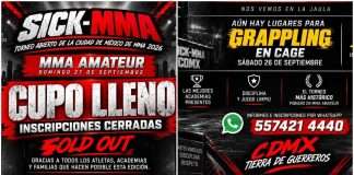¡Cupo Lleno! MMA Amateur Agota Inscripciones para el Torneo SICK-MMA 2026 en CDMX; Grappling Sigue Abierto Aviso de Cupo Lleno en MMA Amateur para el Torneo SICK-MMA 2026 en la CDMX.