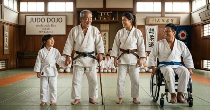 Día Mundial del Judo 2026, El Dojo Como Refugio y Familia Bajo el Lema de la Pertenencia Judocas abrazándose en el tatami en la conmemoración del Día Mundial del Judo 2026.