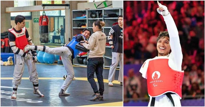 Juan Diego García en combate de para taekwondo rumbo al Campeonato Mundial Muju 2026 en Corea.