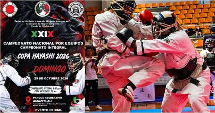 La contundencia del Nippon Kempo llegará al Parque Recreativo Amazitlali con el XXIX Campeonato Nacional y Copa Hayashi 2026 Combate con armadura Bogu en el XXIX Campeonato Nacional de Nippon Kempo Copa Hayashi 2026.