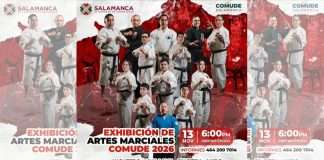 Salamanca Alista Intensa Exhibición de Artes Marciales 2026 Afiche oficial de la Exhibición de Artes Marciales COMUDE Salamanca 2026.