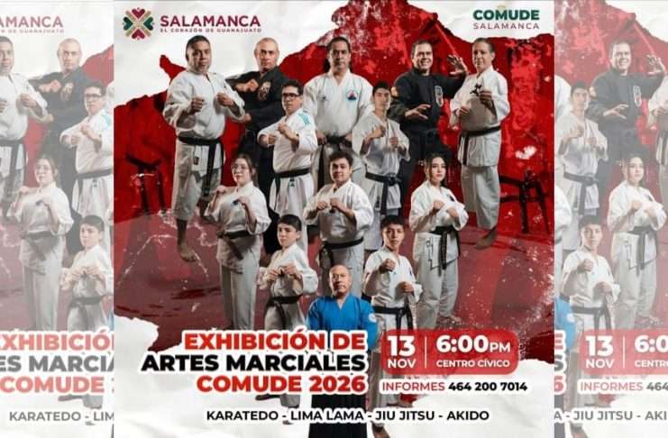 Salamanca Alista Intensa Exhibición de Artes Marciales 2026 Afiche oficial de la Exhibición de Artes Marciales COMUDE Salamanca 2026.