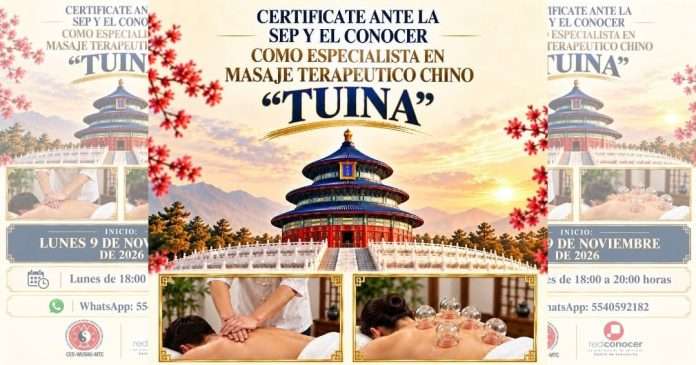 Aplicación de masaje terapéutico chino Tuina en el Colegio de Estudios Superiores de Wushu.