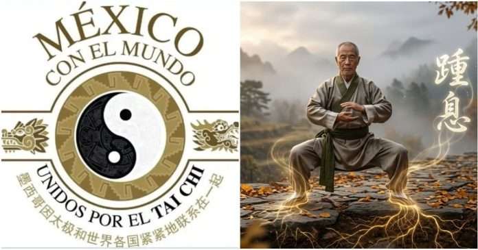 Representación del Qigong Zhǒngxī y el concepto taoísta de respirar desde los talones para la salud.