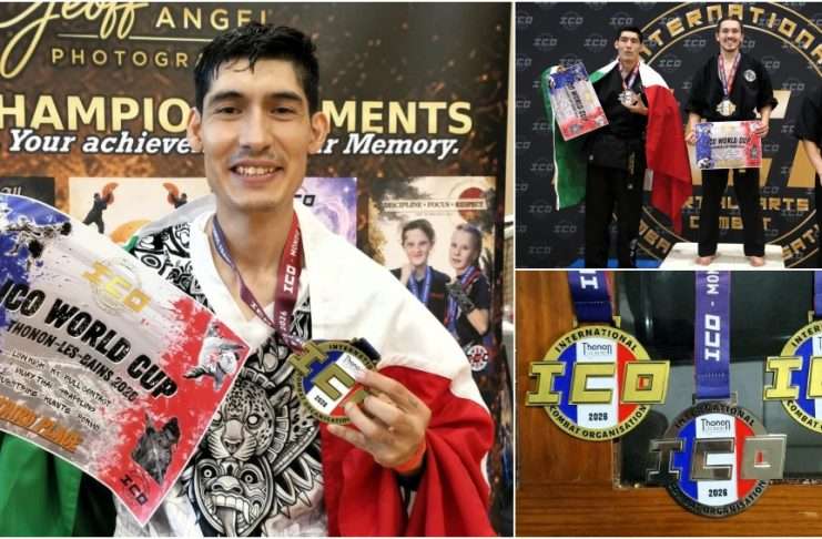 Sensei Juan Emanuel Granados Triunfa en Francia y Pone en Alto a México en el Mundial ICO 2026 Sensei Juan Manuel Granados celebrando sus medallas conquistadas en el Campeonato Mundial ICO 2026 en Francia.